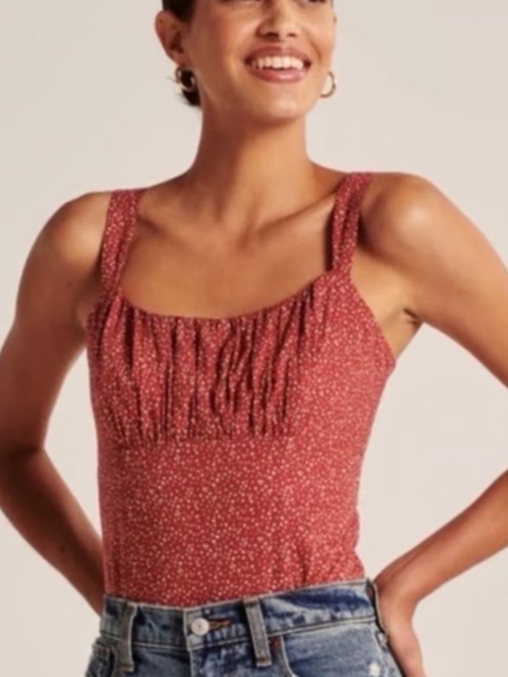 Abercrombie and fitch burgundy polka dot bodysuit size small